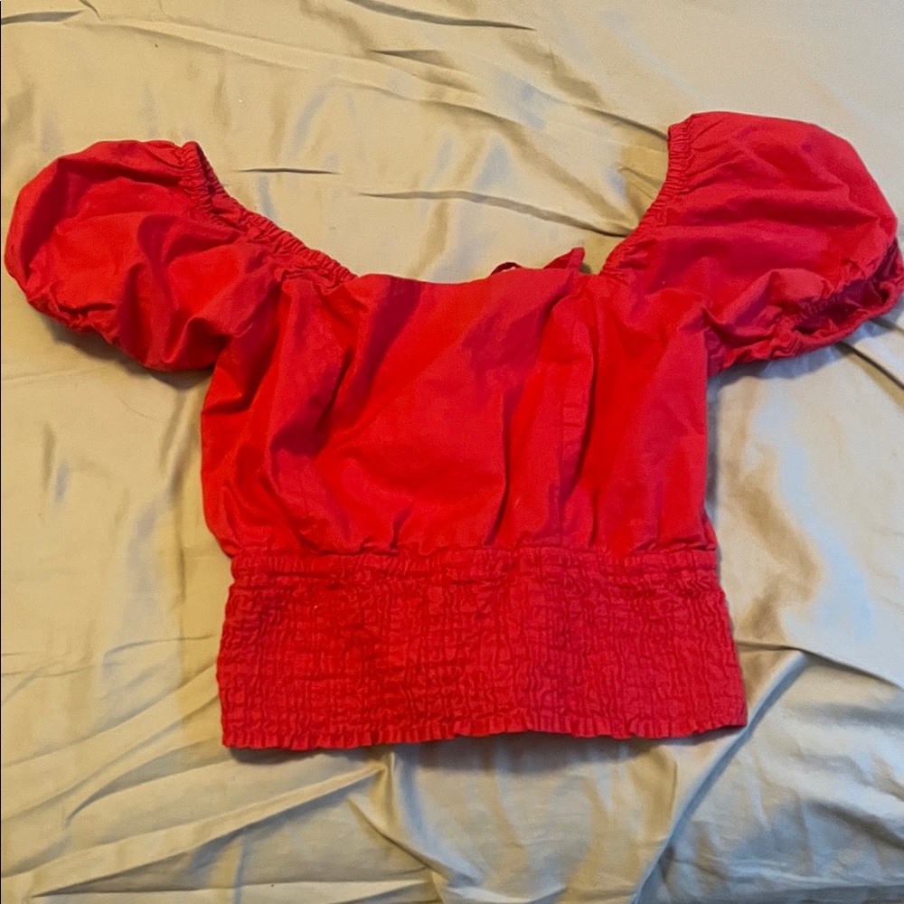 Pink Puff Sleeve Women's Top
